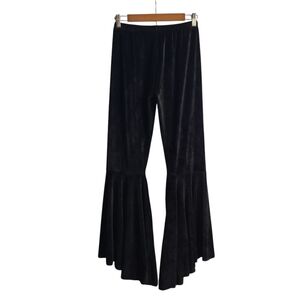 Mother Hustler Women's Black Velvet Big Flare Super Soft/Stretch Pants Size M/L